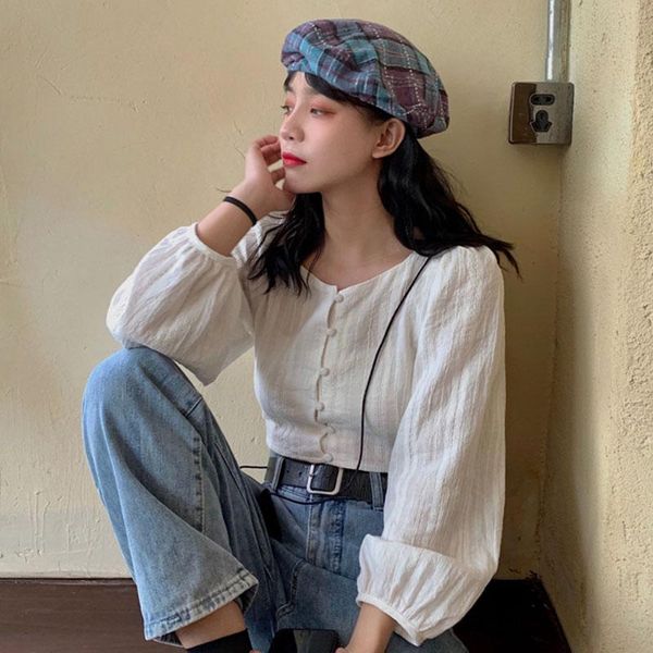 women's blouses & shirts woman square collar long sleeve single breasted slim 2021 spring female elegant korean style white short blous
women's blouses & shirts woman square collar long sleeve single breasted slim 2021 spring female elegant korean style white short blous