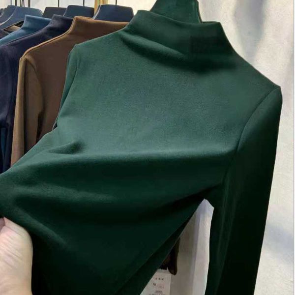 women's t-shirt autumn winter women warm elasticity long-sleeved solid bottoming shirt half high collar fashion casual slimming top, White
women's t-shirt autumn winter women warm elasticity long-sleeved solid bottoming shirt half high collar fashion casual slimming top, White