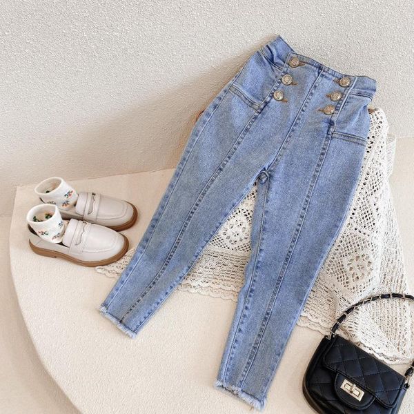 jeans spring autumn girls denim pants baby trousers kids children back streychable medal gold button 4-14 clothes, Blue
jeans spring autumn girls denim pants baby trousers kids children back streychable medal gold button 4-14 clothes, Blue