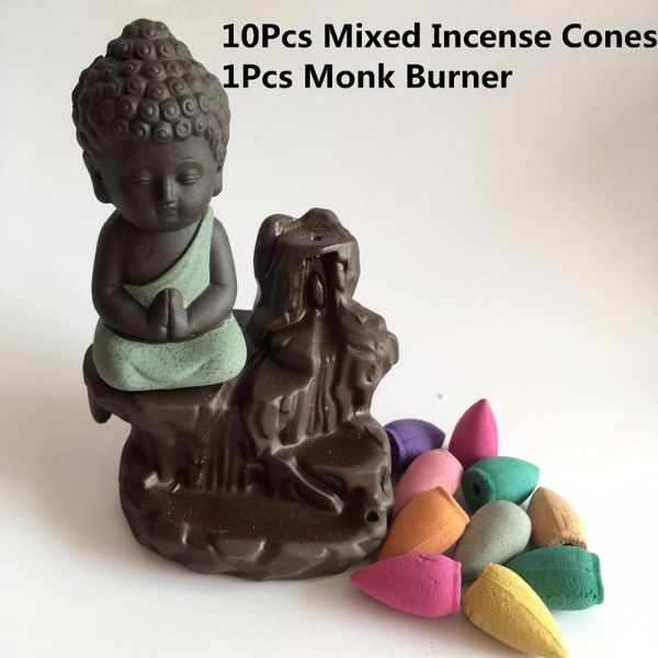 fragrance lamps 10pc incense cones + burner creative home decor the little monk small buddha censer backflow office teahouse
fragrance lamps 10pc incense cones + burner creative home decor the little monk small buddha censer backflow office teahouse