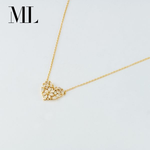 mylove mana gold inlaid zircon women's heart jewelry chain 14k gold pendant necklace, Black 
mylove mana gold inlaid zircon women's heart jewelry chain 14k gold pendant necklace, Black