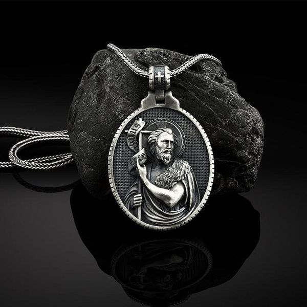 pendant necklaces st. john the baptist men's religious vintage necklace catholic jesus christian jewelry, Silver
pendant necklaces st. john the baptist men's religious vintage necklace catholic jesus christian jewelry, Silver