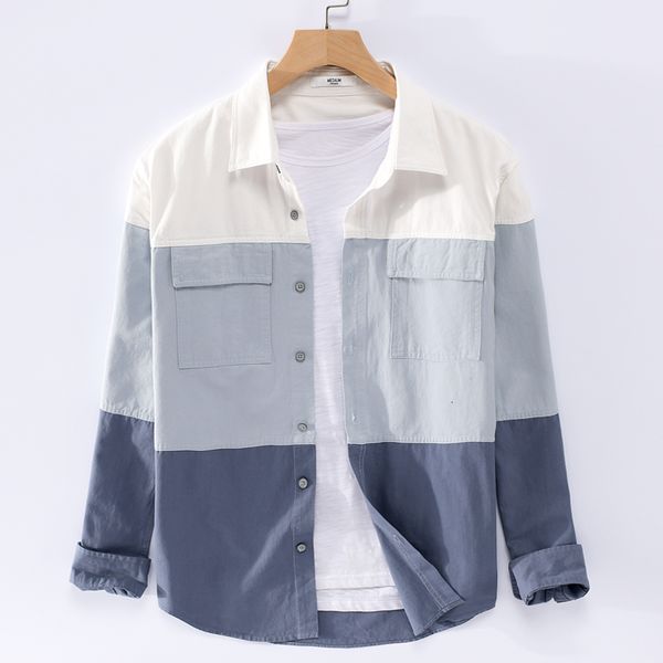 2021 new long-sleeved cotton casual stitching trend brand autumn shirt for men fashion comfortable shirts hjld, White;black
2021 new long-sleeved cotton casual stitching trend brand autumn shirt for men fashion comfortable shirts hjld, White;black