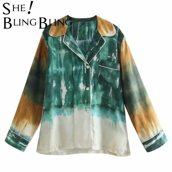 women's blouses & shirts sheblingbling green tie dye loose summer fashion notched collar pocket detail women casual female long, White
women's blouses & shirts sheblingbling green tie dye loose summer fashion notched collar pocket detail women casual female long, White