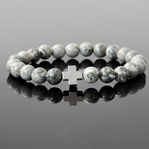 beaded, strands 22021 8mm natural gray map stone beaded bracelet men hematite gallstone cross bracelets for women elastic charm jewelry, Black
beaded, strands 22021 8mm natural gray map stone beaded bracelet men hematite gallstone cross bracelets for women elastic charm jewelry, Black