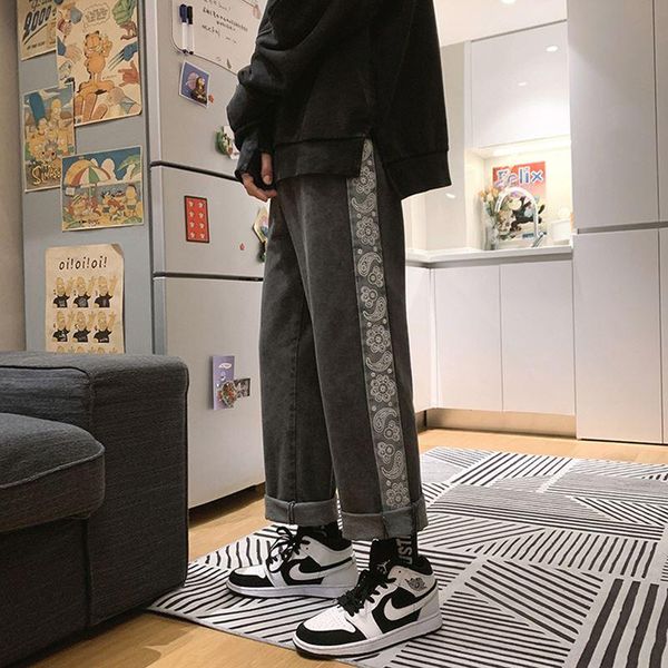 men's jeans cashew flower baggy straight tube loose spring versatile korean fashion casual long pants brand high street, Blue
men's jeans cashew flower baggy straight tube loose spring versatile korean fashion casual long pants brand high street, Blue