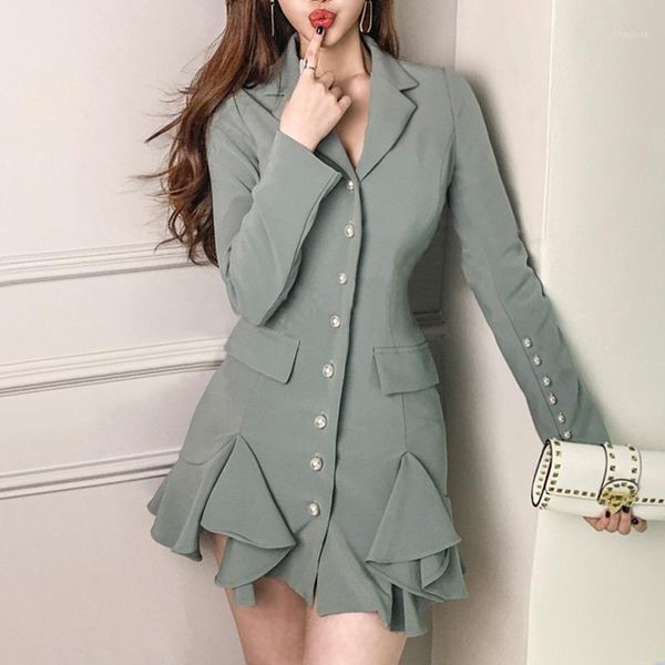 korean elegant ol single-breasted ruffles turn-down collar winter dress women formal high waist casual dresses 2021, Black;gray
korean elegant ol single-breasted ruffles turn-down collar winter dress women formal high waist casual dresses 2021, Black;gray