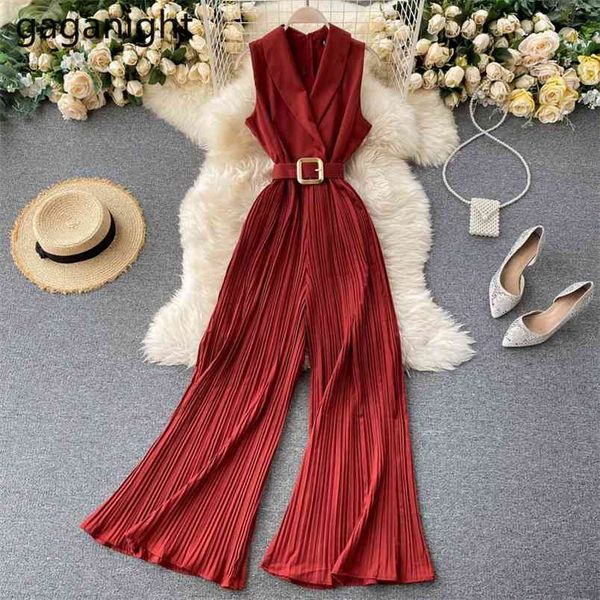 elegant women jumpsuit fashion sleeveless pleated bodysuit office lady solid playsuit with belt slim chic korean retro 210601, Black;white
elegant women jumpsuit fashion sleeveless pleated bodysuit office lady solid playsuit with belt slim chic korean retro 210601, Black;white