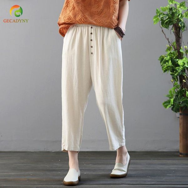 women's pants & capris fashion pantalon femme solid buttons casual loose trousers women cotton linen harem, Black;white
women's pants & capris fashion pantalon femme solid buttons casual loose trousers women cotton linen harem, Black;white