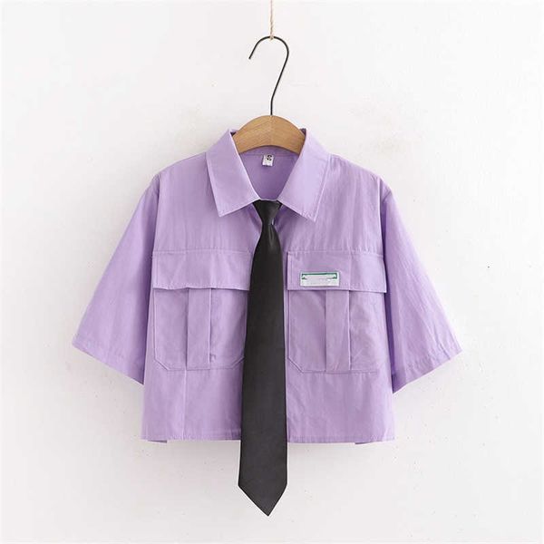 women's blouses & shirts korean fashion purple short sleeve women harajuku style black tie front crop summer vintage white but
women's blouses & shirts korean fashion purple short sleeve women harajuku style black tie front crop summer vintage white but