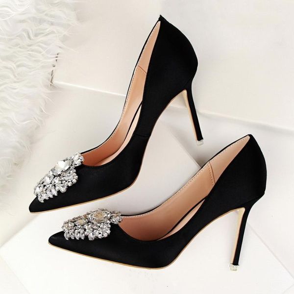 wedding shoe pumps elegant women's heels buckle rhinestone silk high heel shoes crystal heeled pointed size 42 43 shoes, Black
wedding shoe pumps elegant women's heels buckle rhinestone silk high heel shoes crystal heeled pointed size 42 43 shoes, Black