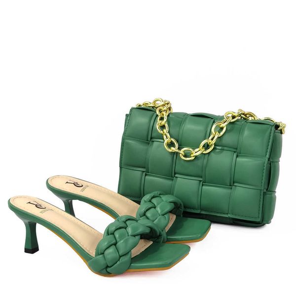 green woven large lattice pillow bag tofu oblique cross with korean fashion thin heel high-heeled sandals, Black
green woven large lattice pillow bag tofu oblique cross with korean fashion thin heel high-heeled sandals, Black