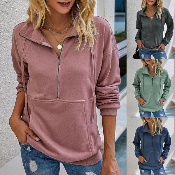 women's hoodies & sweatshirts autumn women casual long sleeve lapel zipper solid color pocket pullover sweatshirt warm lady fashion, Black
women's hoodies & sweatshirts autumn women casual long sleeve lapel zipper solid color pocket pullover sweatshirt warm lady fashion, Black