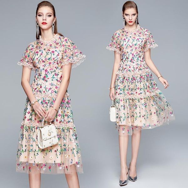 casual dresses simgent flower embroidery dress women ruffle sleeve lace up a line midi elegant runway mesh vestidos robe femme sg0861, Black;gray
casual dresses simgent flower embroidery dress women ruffle sleeve lace up a line midi elegant runway mesh vestidos robe femme sg0861, Black;gray
