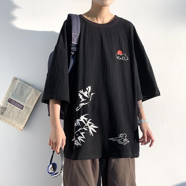 men's t-shirts printed linen t-shirt short-sleeved summer loose plus fat cotton and half sleeve trend five-point, White;black
men's t-shirts printed linen t-shirt short-sleeved summer loose plus fat cotton and half sleeve trend five-point, White;black