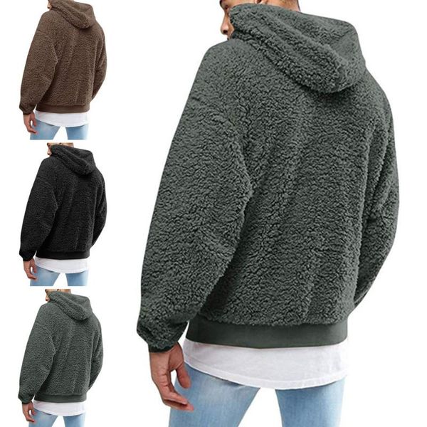 men's hoodies & sweatshirts winter men solid color fluffy fleece hooded coat pullover fur teddy bear hoodie warm baggy sweatshirt male, Black 
men's hoodies & sweatshirts winter men solid color fluffy fleece hooded coat pullover fur teddy bear hoodie warm baggy sweatshirt male, Black