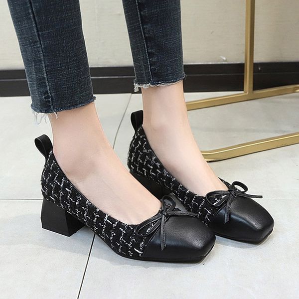 2021 spring women pumps costume tweed boat shoes plaid high heels office work shoes patchwork dress shoes chunky heeled 7967ndress, Black
2021 spring women pumps costume tweed boat shoes plaid high heels office work shoes patchwork dress shoes chunky heeled 7967ndress, Black