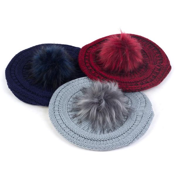 berets women knitted color mixing retro winter warm hat with faux fur pom thicken fashion ladies hats hairball caps, Blue;gray
berets women knitted color mixing retro winter warm hat with faux fur pom thicken fashion ladies hats hairball caps, Blue;gray