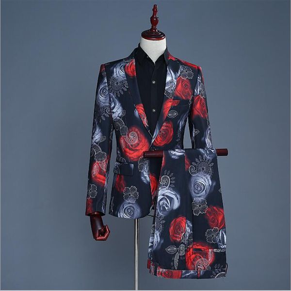 mens banquet formal suit wedding groom dress blue red flowers pattern blazer pants outfit evening performance singer host suits, Black;red
mens banquet formal suit wedding groom dress blue red flowers pattern blazer pants outfit evening performance singer host suits, Black;red