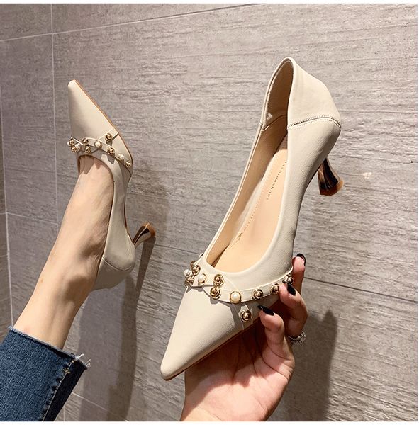 luxury dress shoes 108-7 pearl rivet brand single sho women's 2021 wine cup heel autumn leisure pointed high heels, Black
luxury dress shoes 108-7 pearl rivet brand single sho women's 2021 wine cup heel autumn leisure pointed high heels, Black