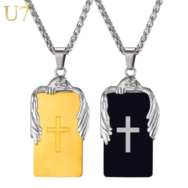 pendant necklaces u7 eagle cross dogtag necklace & gold/black color drop stainless steel hawk 2021 men jewelry christmas gift p27, Silver
pendant necklaces u7 eagle cross dogtag necklace & gold/black color drop stainless steel hawk 2021 men jewelry christmas gift p27, Silver