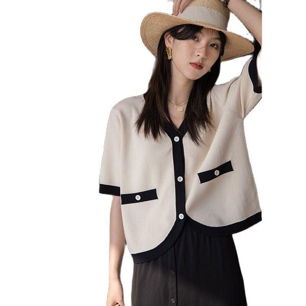 women's knits & tees v-neck ice silk short sleeve cardigan 2021 summer thin exterior fashion sweater loose irregular, White
women's knits & tees v-neck ice silk short sleeve cardigan 2021 summer thin exterior fashion sweater loose irregular, White