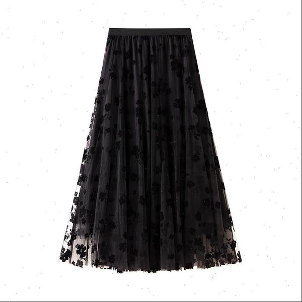 4 colors tutu tulle women skirt elastic high waist floral print mesh overlay layered a line midi, Black
4 colors tutu tulle women skirt elastic high waist floral print mesh overlay layered a line midi, Black