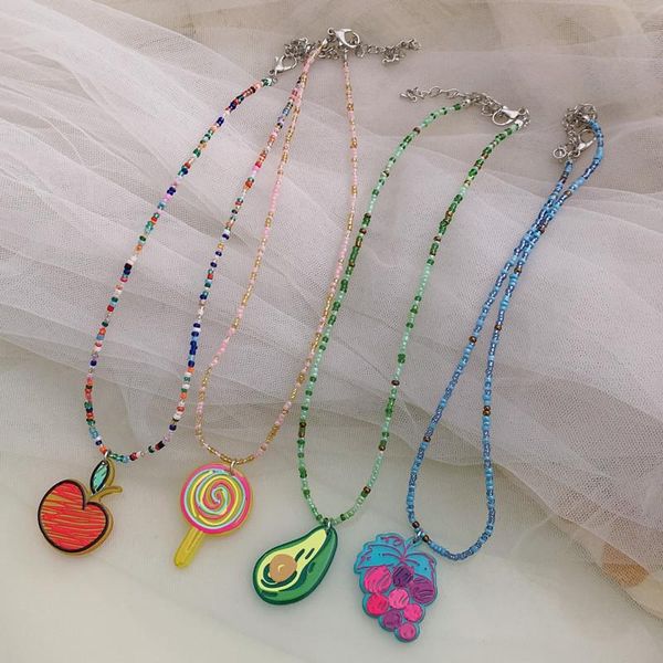 pendant necklaces 2021 trendy bohemian colorful beaded grape avocado necklace for women girl beach jewelry gift, Silver
pendant necklaces 2021 trendy bohemian colorful beaded grape avocado necklace for women girl beach jewelry gift, Silver