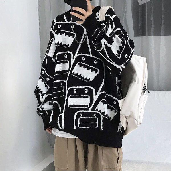 men's sweaters 2021 couple men and women loose outer wear brand korean version of the autumn winter cartoon sweater, White;black
men's sweaters 2021 couple men and women loose outer wear brand korean version of the autumn winter cartoon sweater, White;black