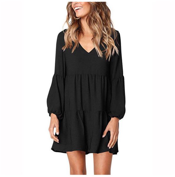 autumn women casual mini dresses loose v neck puff sleeve ruffle swing dress, Black;gray
autumn women casual mini dresses loose v neck puff sleeve ruffle swing dress, Black;gray