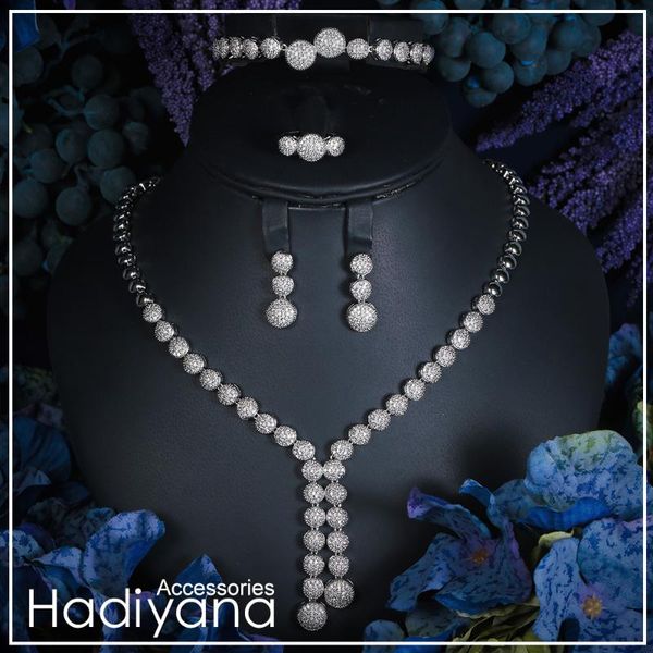 earrings & necklace luxury shinning cubic zircon 4pcs jewelry wedding set for women copper tassel drop cn145 hadiyana, Silver
earrings & necklace luxury shinning cubic zircon 4pcs jewelry wedding set for women copper tassel drop cn145 hadiyana, Silver
