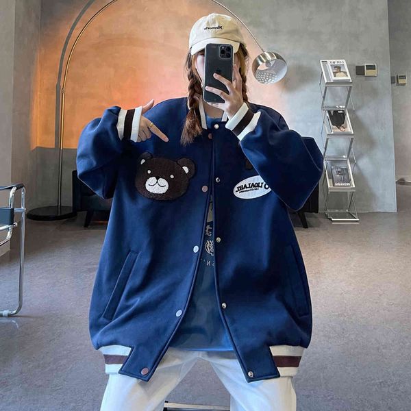 2021 autumn new bear embroidered baseball jacket women's jacket jk204-p78 (control 98), Black;brown
2021 autumn new bear embroidered baseball jacket women's jacket jk204-p78 (control 98), Black;brown