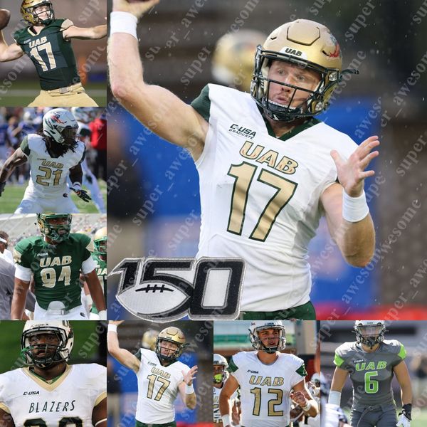 ncaa uab blazers football jersey colby ragland sidney wells trea shropshire gerrit prince kyle greenwell matt quinn kadeem telfort antonio m, Black;red