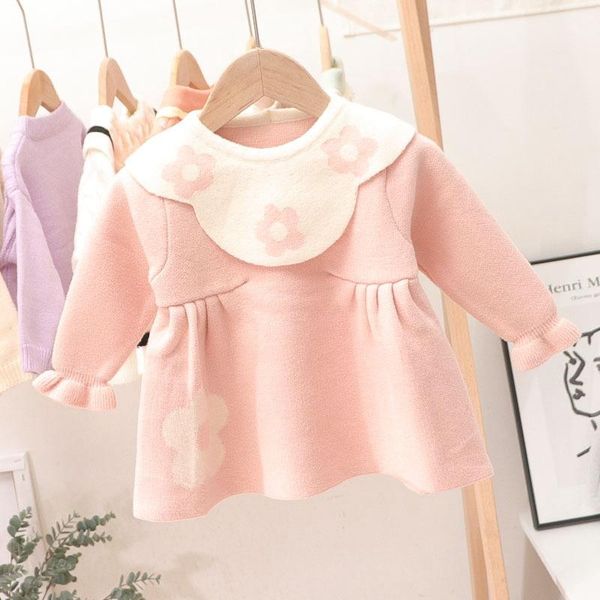 girl's dresses 2021 autumn girls princess knitwear dress kids children baby infants long sleeve flower collar knitted vestidos s12924, Red;yellow
girl's dresses 2021 autumn girls princess knitwear dress kids children baby infants long sleeve flower collar knitted vestidos s12924, Red;yellow