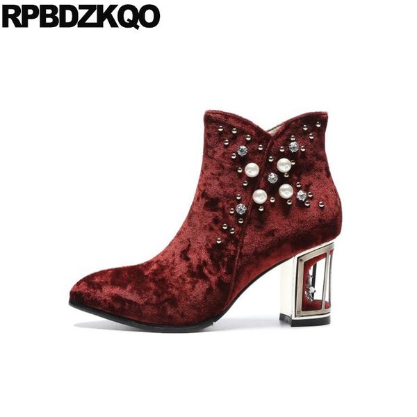boots women chunky 10 metal heel crossdresser pointed toe shoes booties high wedding pearl rhinestone velvet wine red big size, Black
boots women chunky 10 metal heel crossdresser pointed toe shoes booties high wedding pearl rhinestone velvet wine red big size, Black