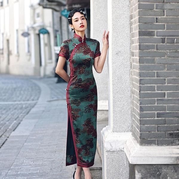 ethnic clothing print flower formal party satin dress gown vintage button cheongsam mandarin collar chinese qipao lady summer vestidos, Red
ethnic clothing print flower formal party satin dress gown vintage button cheongsam mandarin collar chinese qipao lady summer vestidos, Red