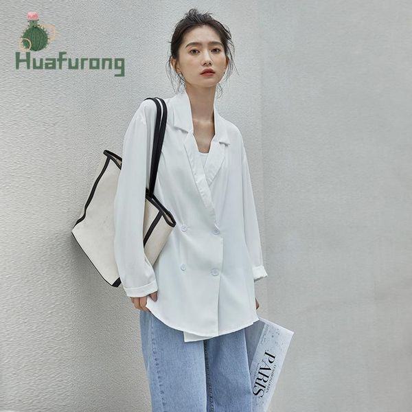 women's suits & blazers ins sunscreen chiffon suit jacket autumn 2021 thin british style loose drape turn-down collar with buttons fron, White;black
women's suits & blazers ins sunscreen chiffon suit jacket autumn 2021 thin british style loose drape turn-down collar with buttons fron, White;black