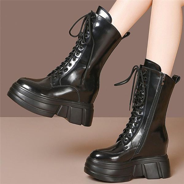boots winter platform snow women lace up genuine leather high heel motorcycle female round toe fashion sneakers, Black
boots winter platform snow women lace up genuine leather high heel motorcycle female round toe fashion sneakers, Black
