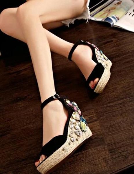 dress shoes bling sequins rhinestone embellished rope braided wedge heels sandals woman high platform peep toe summer beach, Black
dress shoes bling sequins rhinestone embellished rope braided wedge heels sandals woman high platform peep toe summer beach, Black