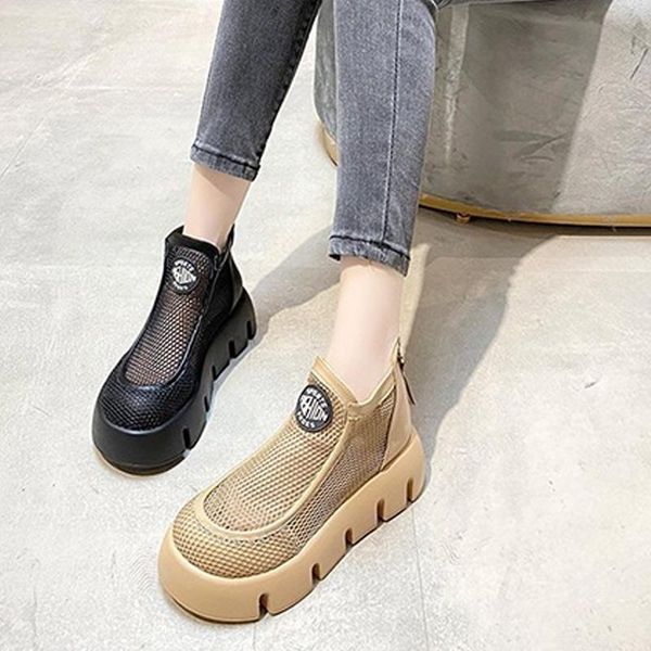boots female ankle thick bottom ladies shoes air mesh patchwork breathable zipper women footwear platform solid color fashion, Black
boots female ankle thick bottom ladies shoes air mesh patchwork breathable zipper women footwear platform solid color fashion, Black