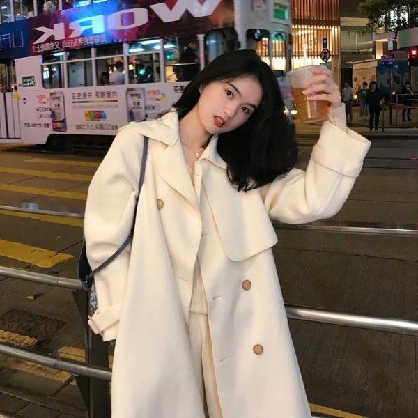 women's wool & blends mid-length woolen coat autumn and winter 2021 double-sided over the knee jacket traf, Black
women's wool & blends mid-length woolen coat autumn and winter 2021 double-sided over the knee jacket traf, Black