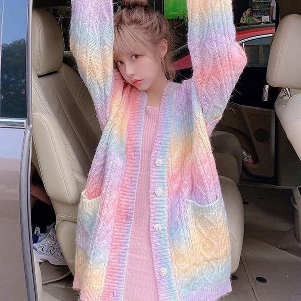 women's knits & tees brangdy rainbow knitted cardigan women autumn winter sweet kawaii sweater coat female long korean button down fall, White
women's knits & tees brangdy rainbow knitted cardigan women autumn winter sweet kawaii sweater coat female long korean button down fall, White