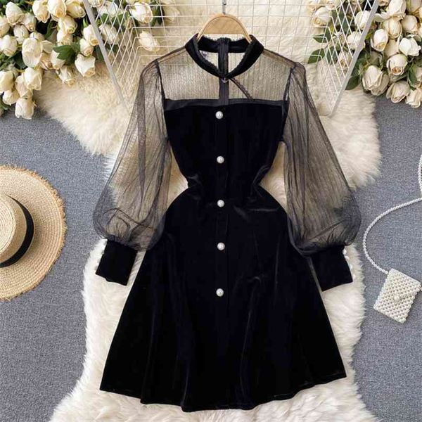 women fashion retro mini a-line dress round collar velvet mesh stitched long sleeve elegant vestidos de mujer r380 210527, Black;gray
women fashion retro mini a-line dress round collar velvet mesh stitched long sleeve elegant vestidos de mujer r380 210527, Black;gray