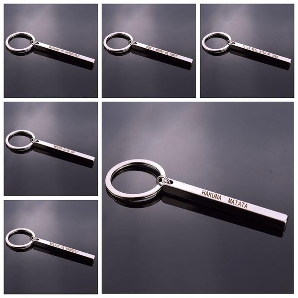 keychains " hatuna matata keychain inspirational quotes engraved metal key chain fashion car keyring holder jewelry gifts for men, Silver
keychains " hatuna matata keychain inspirational quotes engraved metal key chain fashion car keyring holder jewelry gifts for men, Silver