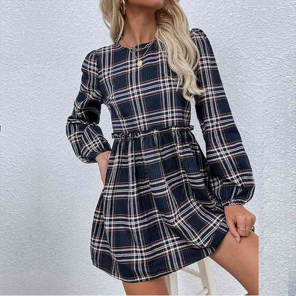 early fall plaid casual womens dress oversized o neck long sleeve waist pleated for ladies fashion all match chic, Black;gray
early fall plaid casual womens dress oversized o neck long sleeve waist pleated for ladies fashion all match chic, Black;gray