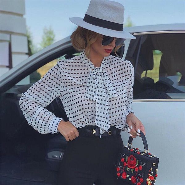 women's blouses & shirts office lady womens and elegant long sleeve polka dot ol shirt ladies bowknot see through transparent streetwe, White
women's blouses & shirts office lady womens and elegant long sleeve polka dot ol shirt ladies bowknot see through transparent streetwe, White
