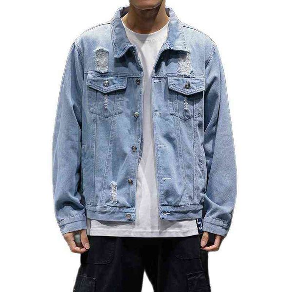 new denim jackets men jeans jackets slim fit bomber jacket cotton men's jean jacket hip hop hole coats fashion streetwear 5xl y1122, Black;brown
new denim jackets men jeans jackets slim fit bomber jacket cotton men's jean jacket hip hop hole coats fashion streetwear 5xl y1122, Black;brown