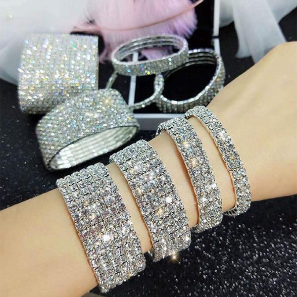 bangle fashion 1/2/6 row full crystal rhinestone bracelets for women bohemian elastic bangles shiny bling jewelry party wedding gifts, Black
bangle fashion 1/2/6 row full crystal rhinestone bracelets for women bohemian elastic bangles shiny bling jewelry party wedding gifts, Black