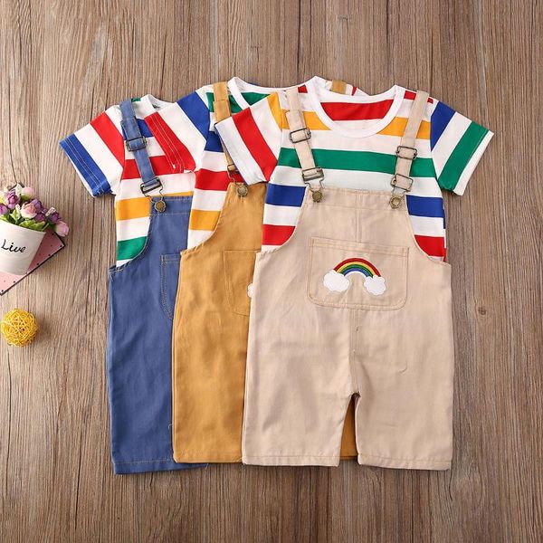 jumpsuits pudcoco born baby boys gentleman outfits clothes sets rainbow striped short sleeve t-shirt bib shorts set 2pcs, Blue
jumpsuits pudcoco born baby boys gentleman outfits clothes sets rainbow striped short sleeve t-shirt bib shorts set 2pcs, Blue
