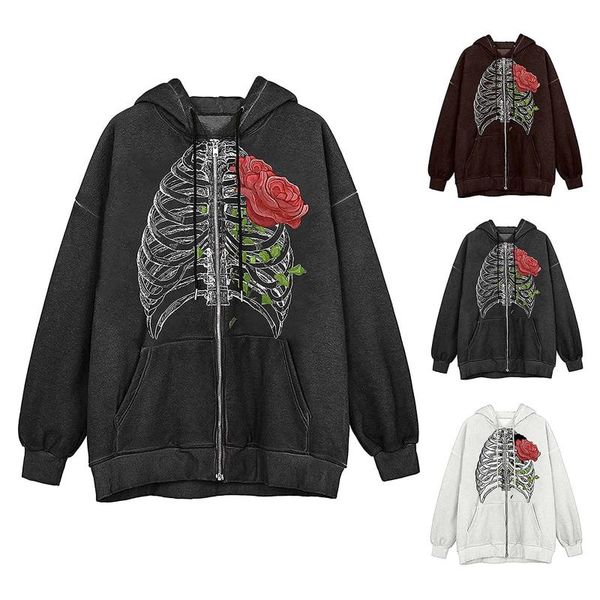 women's hoodies & sweatshirts gothic loose hoodie casual zipper sweatshirt with mid-length hooded jacket chest skull print streetwear k, Black
women's hoodies & sweatshirts gothic loose hoodie casual zipper sweatshirt with mid-length hooded jacket chest skull print streetwear k, Black